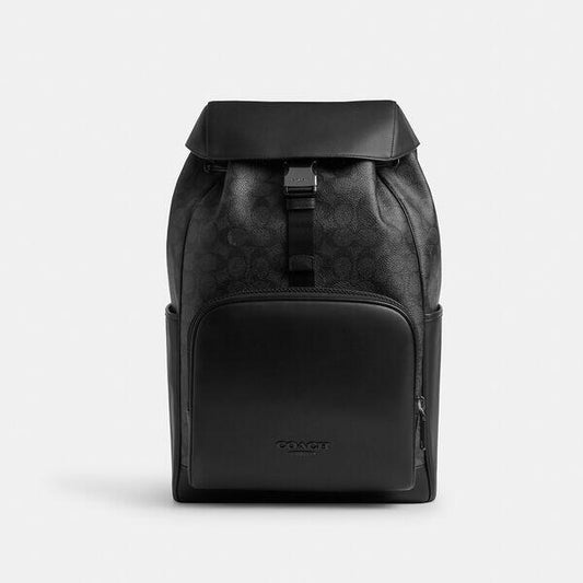 Image of Bags. Productname: Racer Backpack In Signature Canvas in CHARCOAL/BLACK colour by brand - Coach Outlet Australia