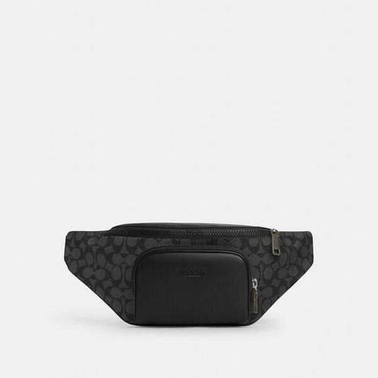 Image of Accessories. Productname: Racer Belt Bag In Signature Canvas in CHARCOAL/BLACK colour by brand - Coach Outlet Australia