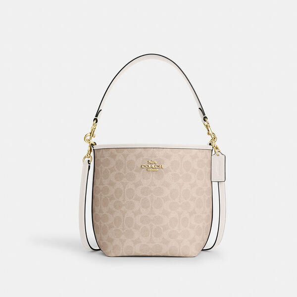 Image of Bags. Productname: City Bucket Bag In Signature Canvas in SAND/CHALK colour by brand - Coach Outlet Australia