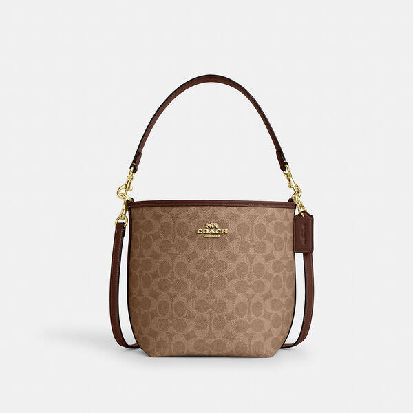 Image of Bags. Productname: City Bucket Bag In Signature Canvas in TAN/BROWN colour by brand - Coach Outlet Australia