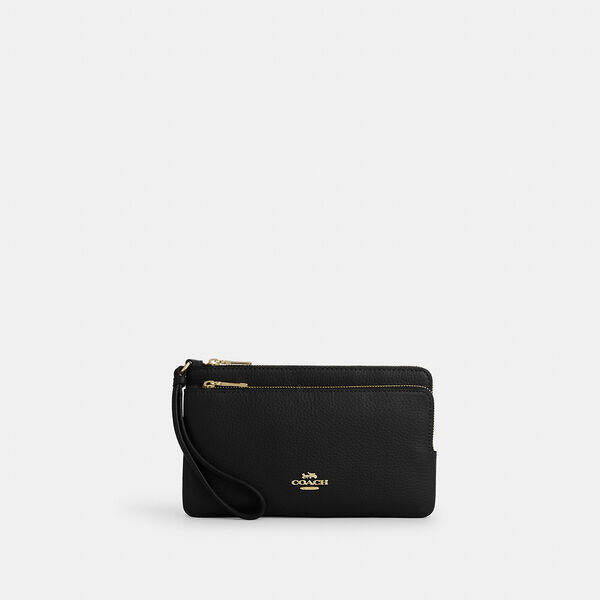 Image of Wallets & Money Clips. Productname: Double Zip Wallet in IM/BLACK colour by brand - Coach Outlet Australia