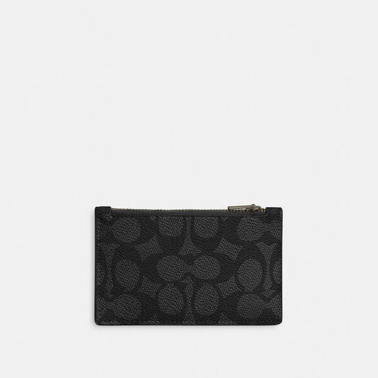 Image of Accessories. Productname: Zip Card Case In Signature Canvas in QB/CHARCOAL/BLACK colour by brand - Coach Outlet Australia