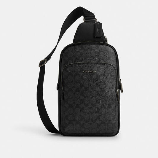Image of Accessories. Productname: Ethan Pack In Signature Canvas in CHARCOAL/BLACK colour by brand - Coach Outlet Australia