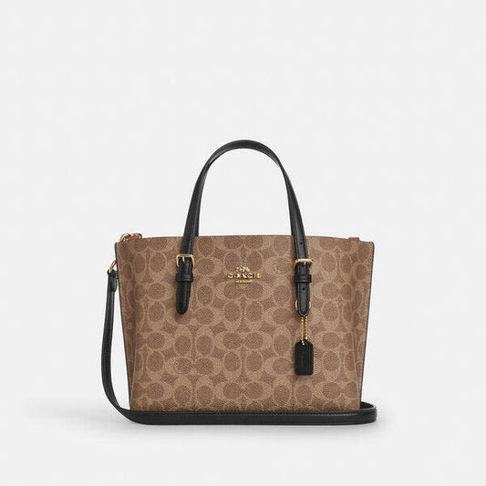 Image of Bags. Productname: Mollie Tote Bag 25 In Signature Canvas in IM/TAN/BLACK colour by brand - Coach Outlet Australia