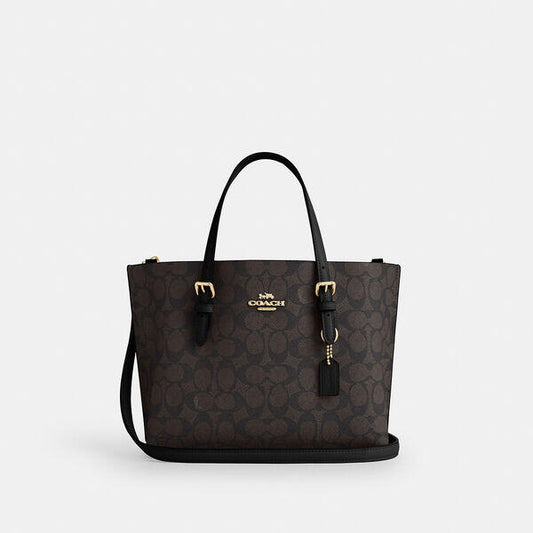 Image of Bags. Productname: Mollie Tote Bag 25 In Signature Canvas in IM/WALNUT/BLACK colour by brand - Coach Outlet Australia