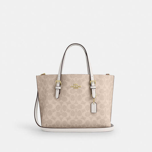 Image of Bags. Productname: Mollie Tote Bag 25 In Signature Canvas in IM/SAND/CHALK colour by brand - Coach Outlet Australia