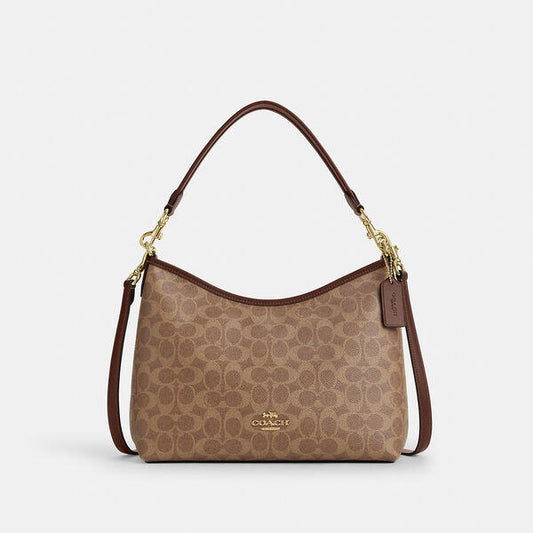 Image of Bags. Productname: Laurel Shoulder Bag In Signature Canvas in IM/TAN/BROWN colour by brand - Coach Outlet Australia