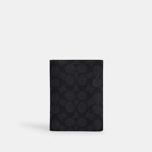 Image of Accessories. Productname: Passport Card Case In Signature Canvas in QB/CHARCOAL/BLACK colour by brand - Coach Outlet Australia
