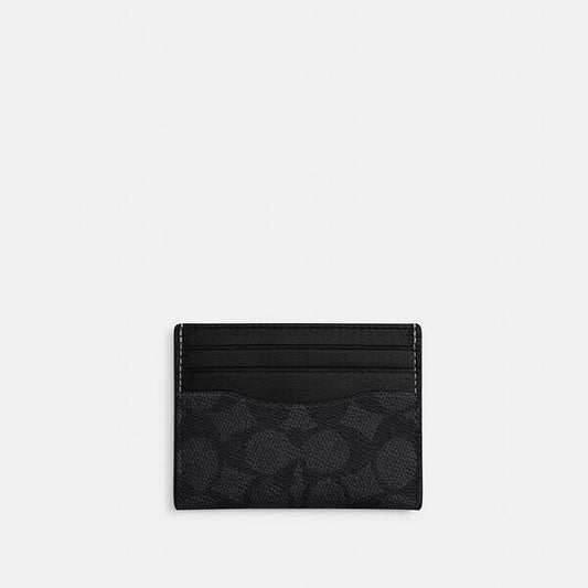 Image of Accessories. Productname: Slim Id Card Case In Signature Canvas in CHARCOAL/BLACK colour by brand - Coach Outlet Australia