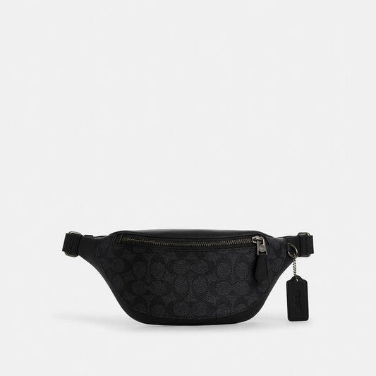 Image of Accessories. Productname: Warren Mini Belt Bag In Signature Canvas in QB/CHARCOAL/BLACK colour by brand - Coach Outlet Australia