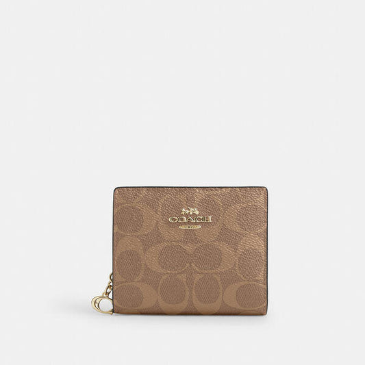 Image of Wallets & Money Clips. Productname: Snap Wallet In Signature Canvas in IM/TAN/BROWN colour by brand - Coach Outlet Australia