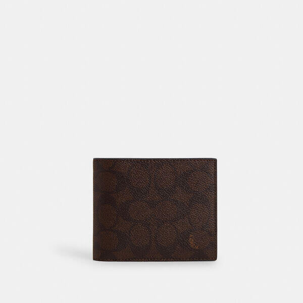Image of Wallets & Money Clips. Productname: 3-In-1 Wallet In Signature Canvas in MAHOGANY MULTI colour by brand - Coach Outlet Australia