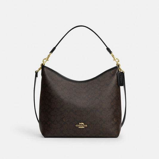 Image of Bags. Productname: Laurel Large Shoulder Bag In Signature Canvas in IM/WALNUT/BLACK colour by brand - Coach Outlet Australia