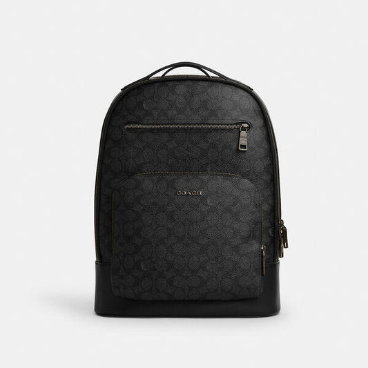 Image of Bags. Productname: Ethan Backpack In Signature Canvas in QB/CHARCOAL/BLACK colour by brand - Coach Outlet Australia