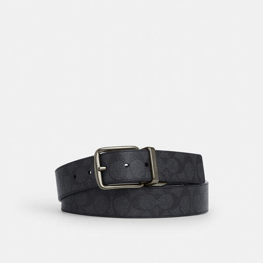 Image of Accessories. Productname: Harness Buckle Cut-To-Size Reversible Belt, 38Mm in QB/CHARCOAL/BLACK colour by brand - Coach Outlet Australia