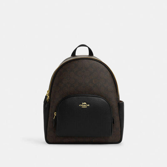 Image of Bags. Productname: Court Backpack In Signature Canvas in IM/WALNUT/BLACK colour by brand - Coach Outlet Australia