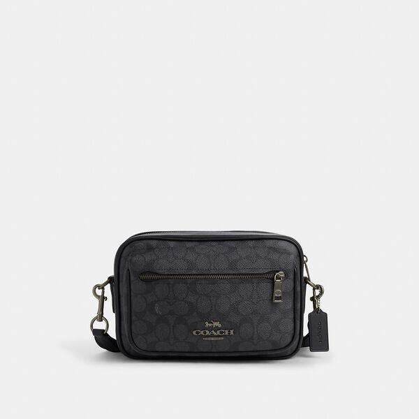 Image of Bags. Productname: Elias Crossbody In Signature Canvas in QB/CHARCOAL/BLACK colour by brand - Coach Outlet Australia