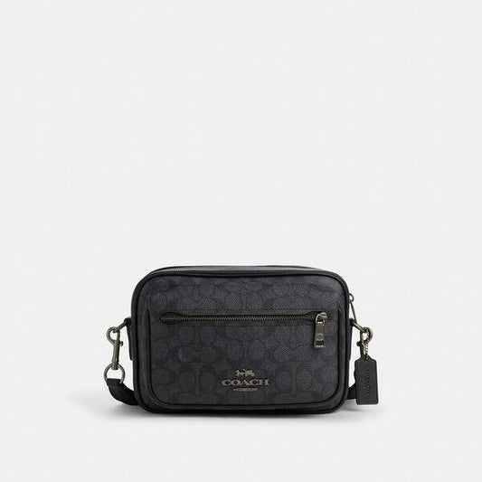 Image of Bags. Productname: Elias Crossbody In Signature Canvas in QB/CHARCOAL/BLACK colour by brand - Coach Outlet Australia