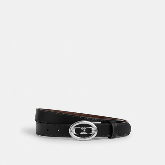 Image of Accessories. Productname: Buckle Cut-To-Size Belt, 25mm in SV/Black Maple colour by brand - Coach Outlet Australia