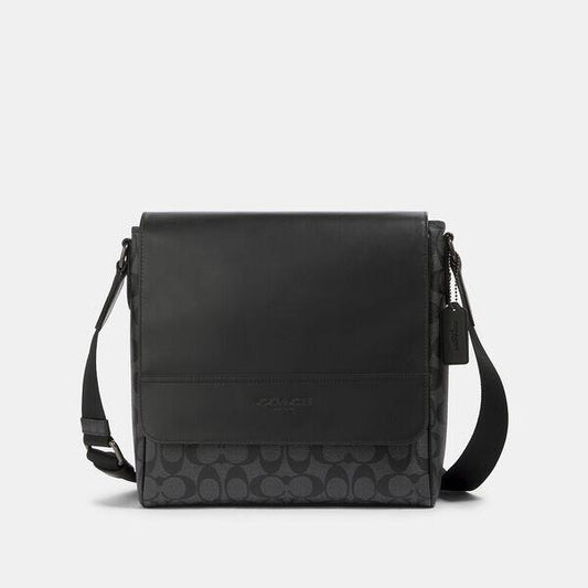 Image of Bags. Productname: Houston Map Bag In Signature Canvas in QB/CHARCOAL/BLACK colour by brand - Coach Outlet Australia