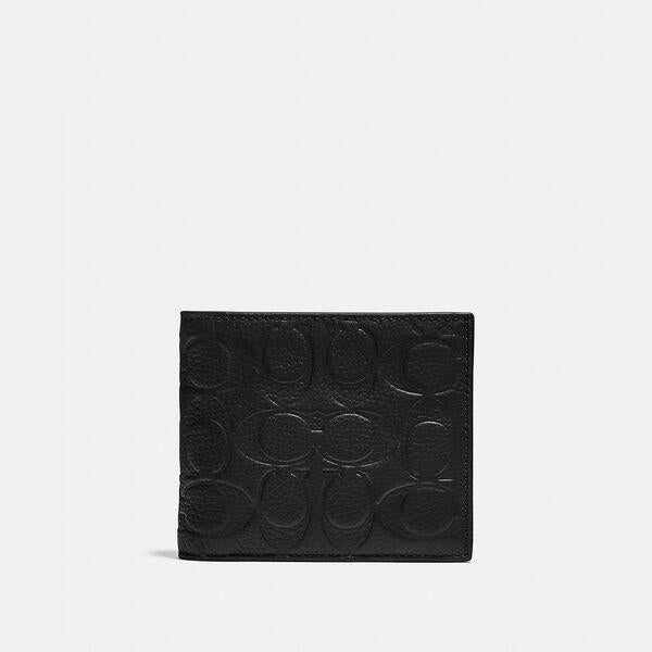 Image of Wallets & Money Clips. Productname: 3 In 1 Wallet In Signature Leather in BLACK colour by brand - Coach Outlet Australia