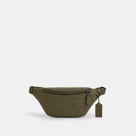 Image of Accessories. Productname: Warren Mini Belt Bag In Signature Leather in OLIVE DRAB colour by brand - Coach Outlet Australia