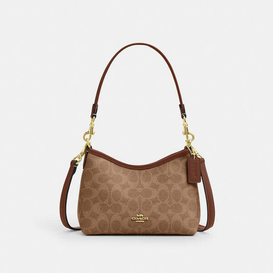 Image of Bags. Productname: Laurel Small Shoulder Bag In Signature Canvas in IM/TAN/BROWN colour by brand - Coach Outlet Australia
