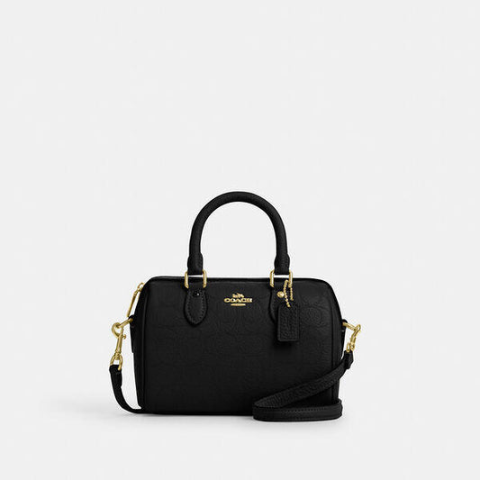 Image of Bags. Productname: Mini Rowan Crossbody Bag In Signature Leather in IM/BLACK colour by brand - Coach Outlet Australia