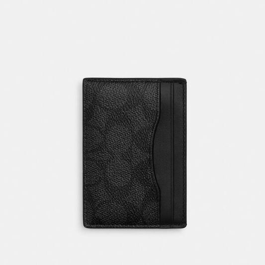 Image of Wallets & Money Clips. Productname: Card Case With Money Clip In Signature Canvas in QB/CHARCOAL/BLACK colour by brand - Coach Outlet Australia