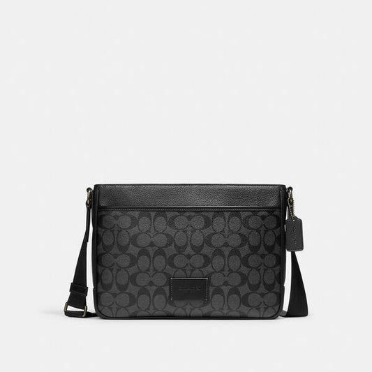 Image of Bags. Productname: District Crossbody In Signature Canvas in CHARCOAL/BLACK colour by brand - Coach Outlet Australia
