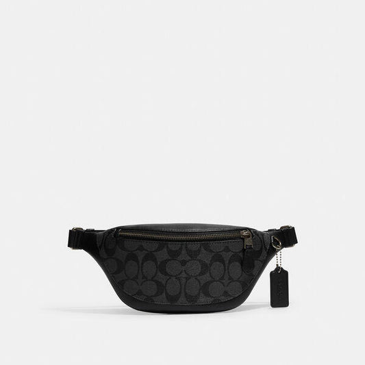 Image of Accessories. Productname: Warren Mini Belt Bag In Signature Canvas in CHARCOAL colour by brand - Coach Outlet Australia