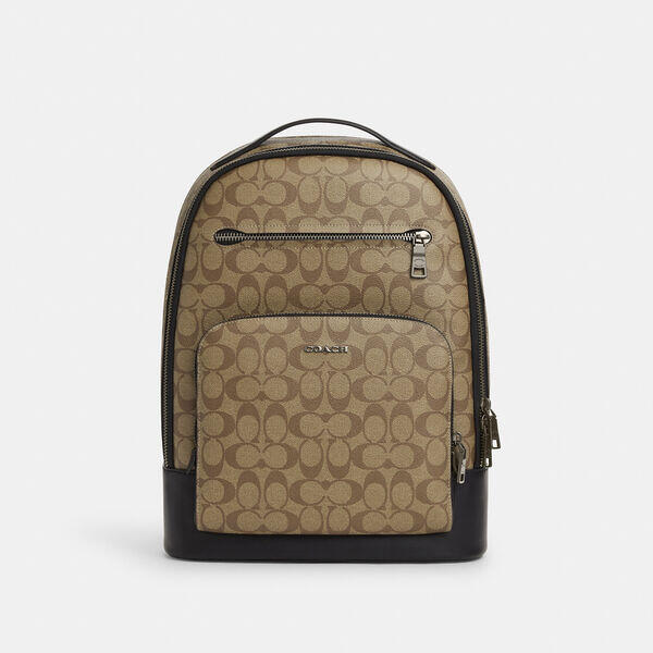 Image of Bags. Productname: Ethan Backpack In Signature Canvas in KHAKI colour by brand - Coach Outlet Australia