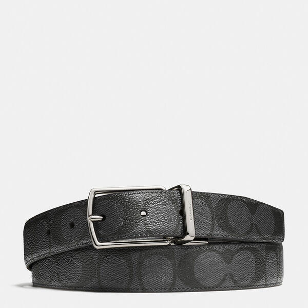 Image of Accessories. Productname: Harness Buckle Cut-To-Size Reversible Belt, 30Mm in CHARCOAL/BLACK colour by brand - Coach Outlet Australia