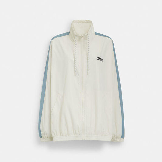 Image of a model wearing Outerwear. Productname: Windbreaker in WHITE colour by brand - Coach Outlet Australia