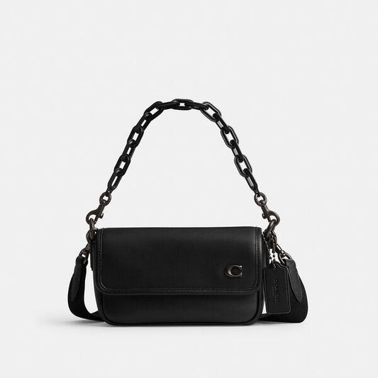 Image of Bags. Productname: Charter Flap Crossbody Bag 18 in BLACK colour by brand - Coach Outlet Australia