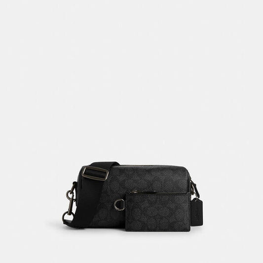 Image of Bags. Productname: Axel Crossbody Bag In Signature Canvas in CHARCOAL/BLACK colour by brand - Coach Outlet Australia