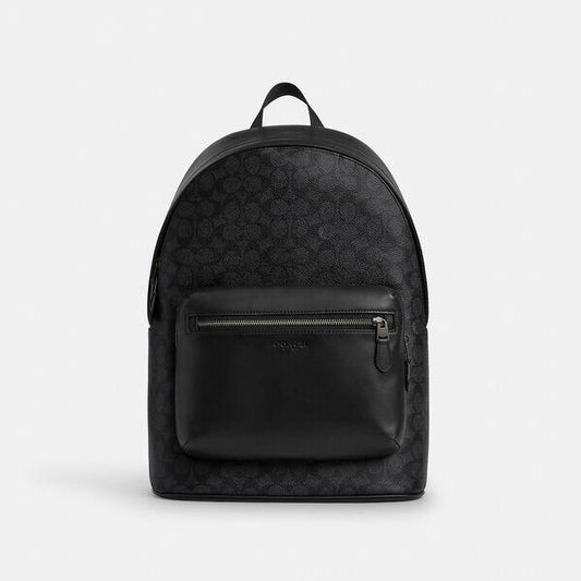 Image of Bags. Productname: West Backpack In Signature Canvas in QB/CHARCOAL/BLACK colour by brand - Coach Outlet Australia