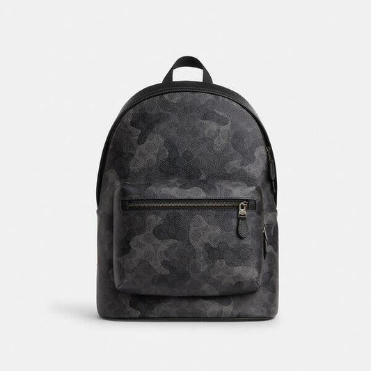 Image of Bags. Productname: West Backpack In Signature Canvas With Camo Print in GREY MULTI colour by brand - Coach Outlet Australia
