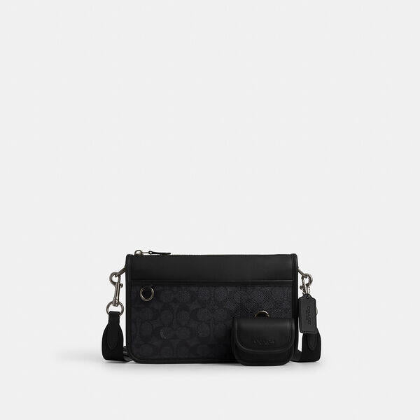 Image of Bags. Productname: Heritage Convertible Crossbody In Signature Canvas in CHARCOAL/BLACK colour by brand - Coach Outlet Australia