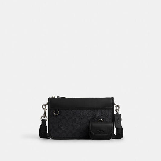 Image of Bags. Productname: Heritage Convertible Crossbody In Signature Canvas in CHARCOAL/BLACK colour by brand - Coach Outlet Australia