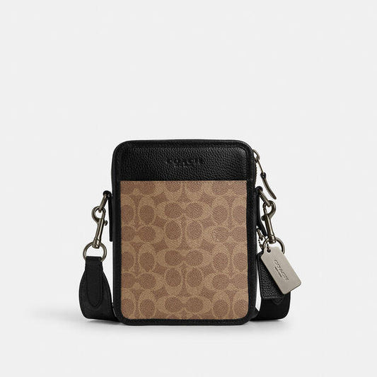Image of Bags. Productname: Sullivan Crossbody In Blocked Signature Canvas in TAN/CHARCOAL/BLK colour by brand - Coach Outlet Australia