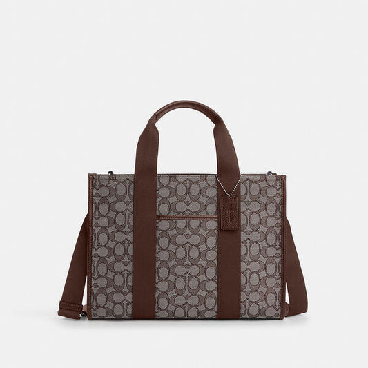 Image of Bags. Productname: Smith Tote Bag In Signature Jacquard in SV/OAK/MAPLE colour by brand - Coach Outlet Australia
