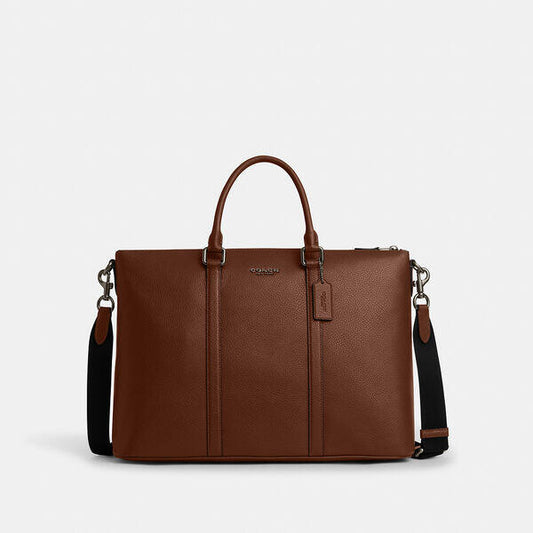 Image of Bags. Productname: Caleb Work Bag in QB/SADDLE colour by brand - Coach Outlet Australia