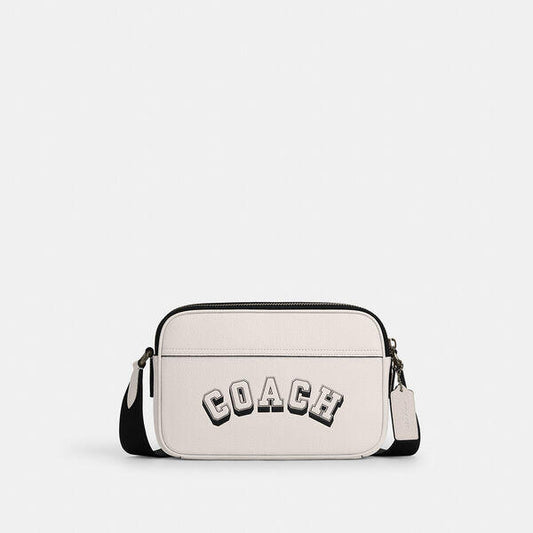 Image of Bags. Productname: Graham Crossbody Bag With Varsity Motif in CHALK/BLACK colour by brand - Coach Outlet Australia