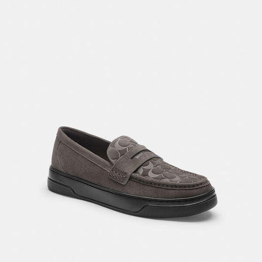 Image of Flats. Productname: Hybrid Loafer With Signature Print in CHARCOAL colour by brand - Coach Outlet Australia