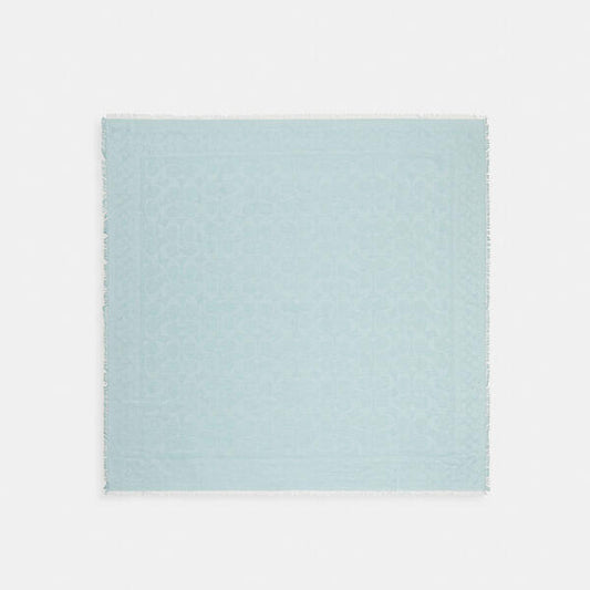 Image of Accessories. Productname: Signature Oversized Square Scarf in LIGHT BLUE colour by brand - Coach Outlet Australia