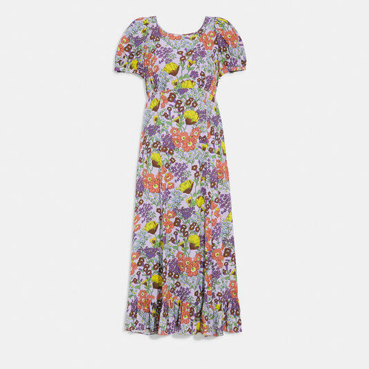 Image of Dresses. Productname: Floral Midi Dress in LAVENDER MULTI colour by brand - Coach Outlet Australia