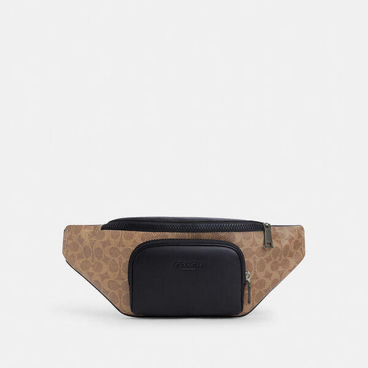 Image of Accessories. Productname: Racer Belt Bag In Signature Canvas in TAN/BLACK colour by brand - Coach Outlet Australia