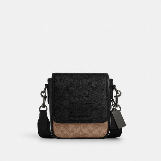 Image of Bags. Productname: Lucas Crossbody Bag In Blocked Signature Canvas in TAN/CHARCOAL/BLK colour by brand - Coach Outlet Australia