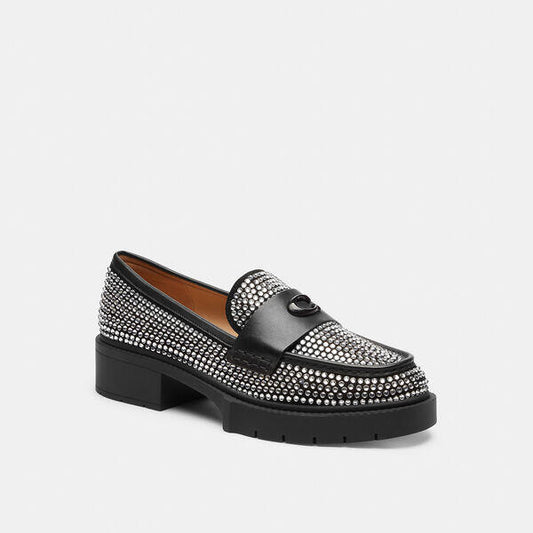 Image of Flats. Productname: Leah Loafer With Crystal in BLACK colour by brand - Coach Outlet Australia